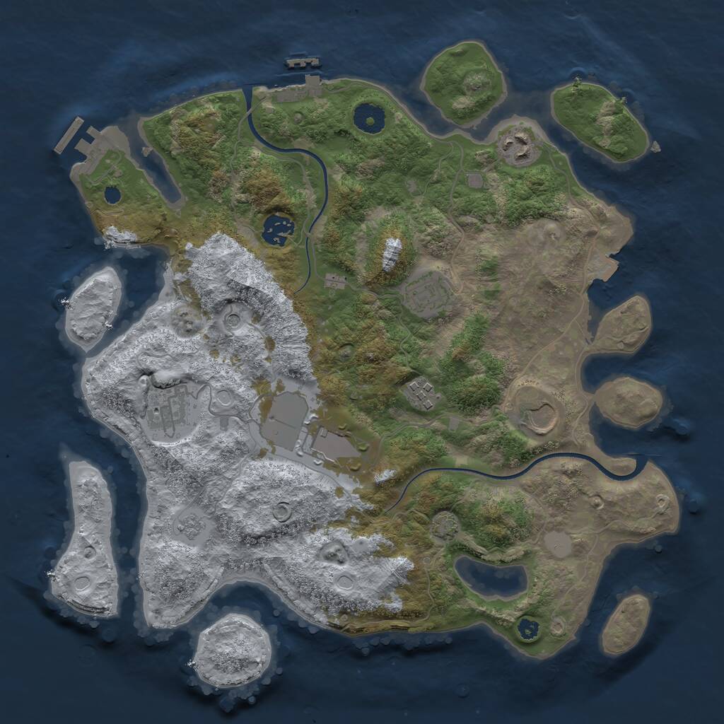 Rust Map: Procedural Map, Size: 3500, Seed: 157143679, 13 Monuments