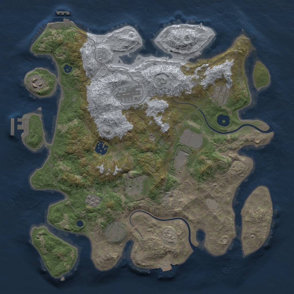 Rust Map: Procedural Map, Size: 3500, Seed: 101591165, 14 Monuments