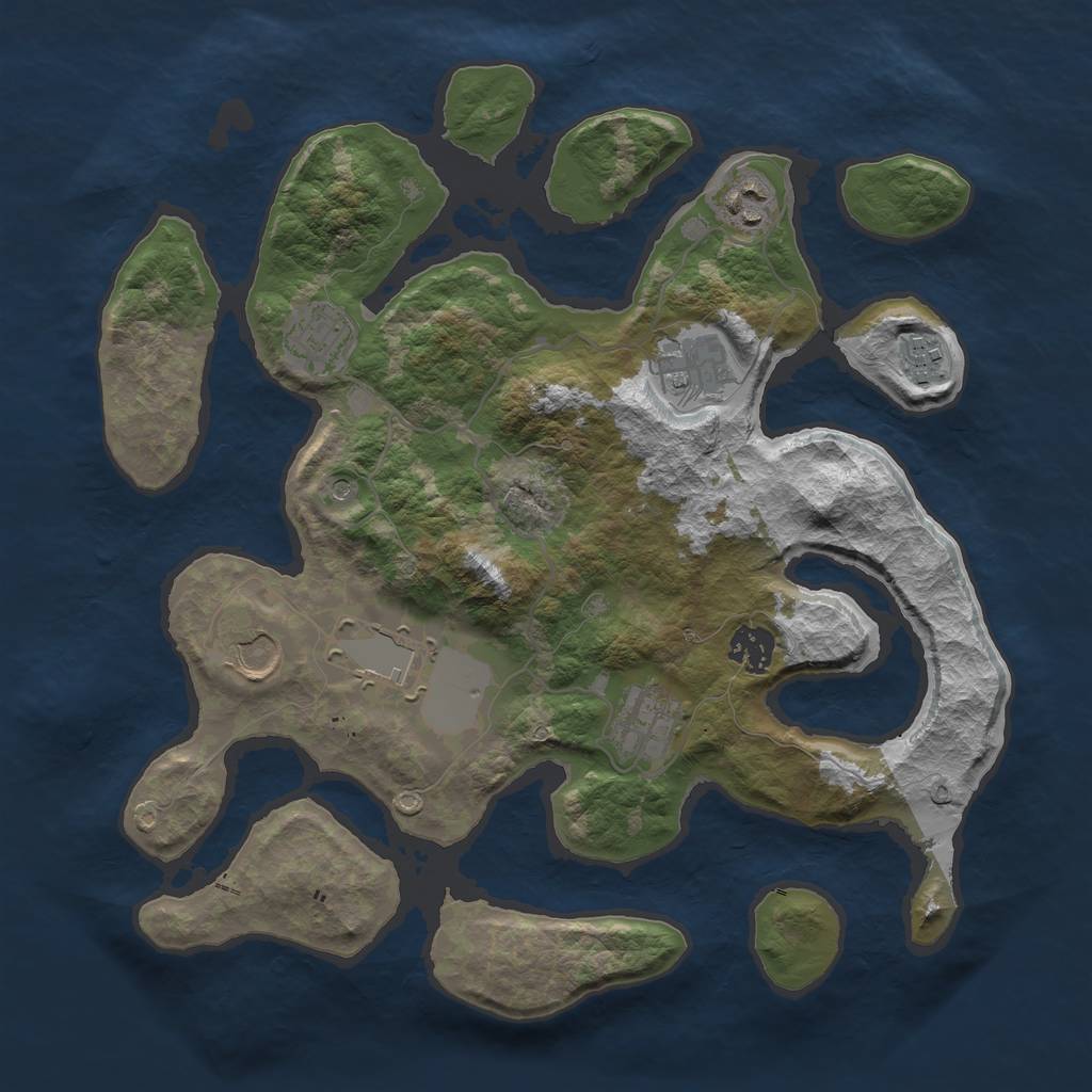 Rust Map: Barren, Size: 3500, Seed: 6435346, 11 Monuments