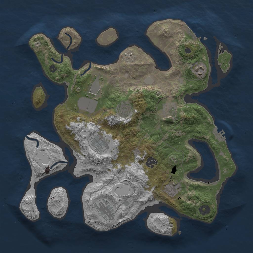 Rust Map: Procedural Map, Size: 3500, Seed: 1828645964, 17 Monuments
