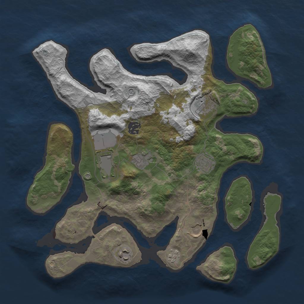 Rust Map: Barren, Size: 3500, Seed: 146218244, 11 Monuments