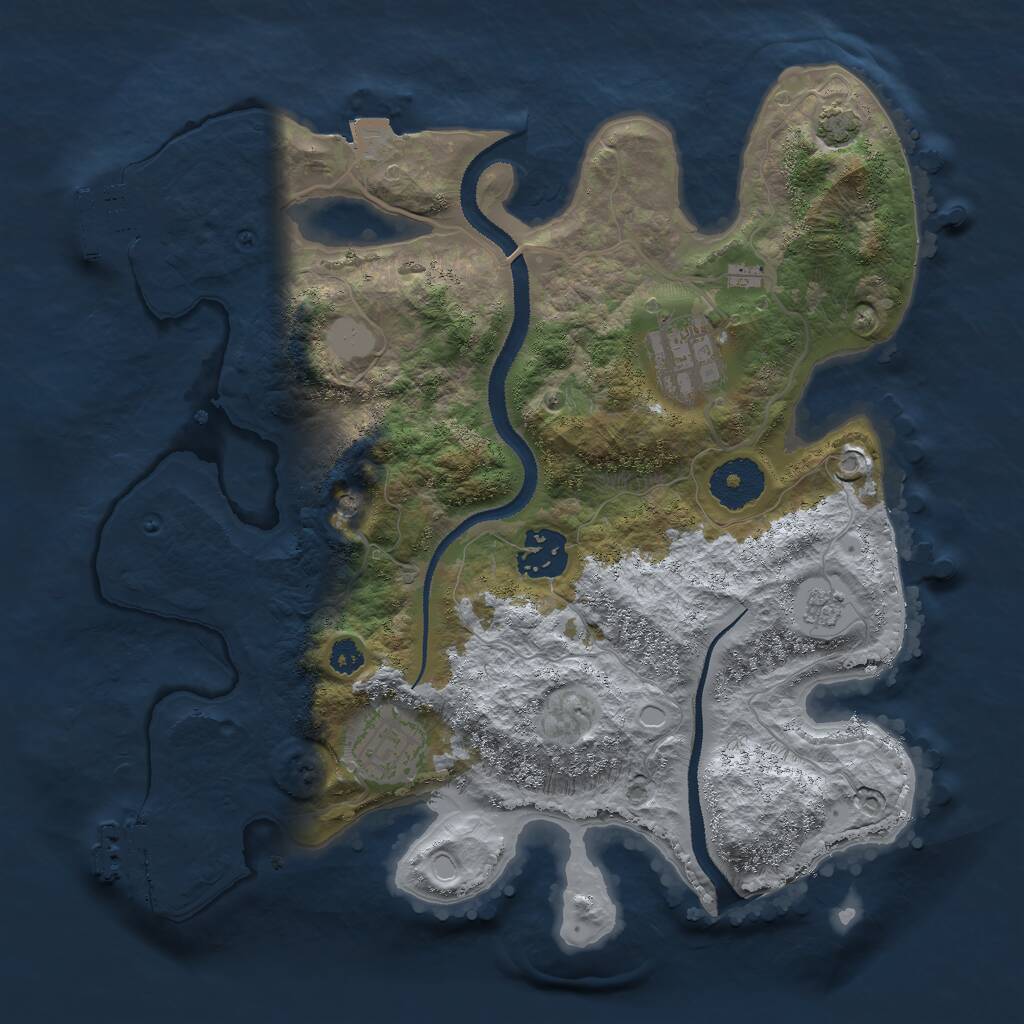 Rust Map: Procedural Map, Size: 3000, Seed: 20500, 9 Monuments