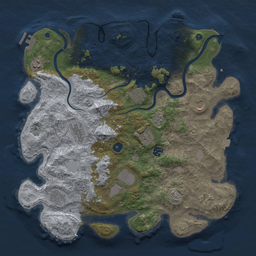 Rust Map: Procedural Map, Size: 3950, Seed: 321410378, 16 Monuments