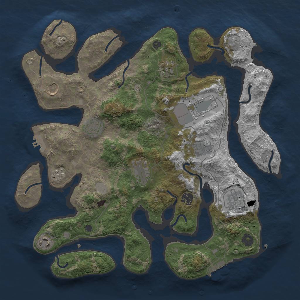 Rust Map: Procedural Map, Size: 3700, Seed: 1520812106, 17 Monuments