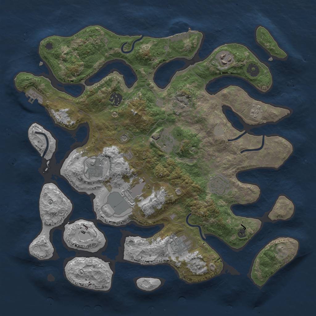Rust Map: Procedural Map, Size: 3695, Seed: 1793456, 16 Monuments
