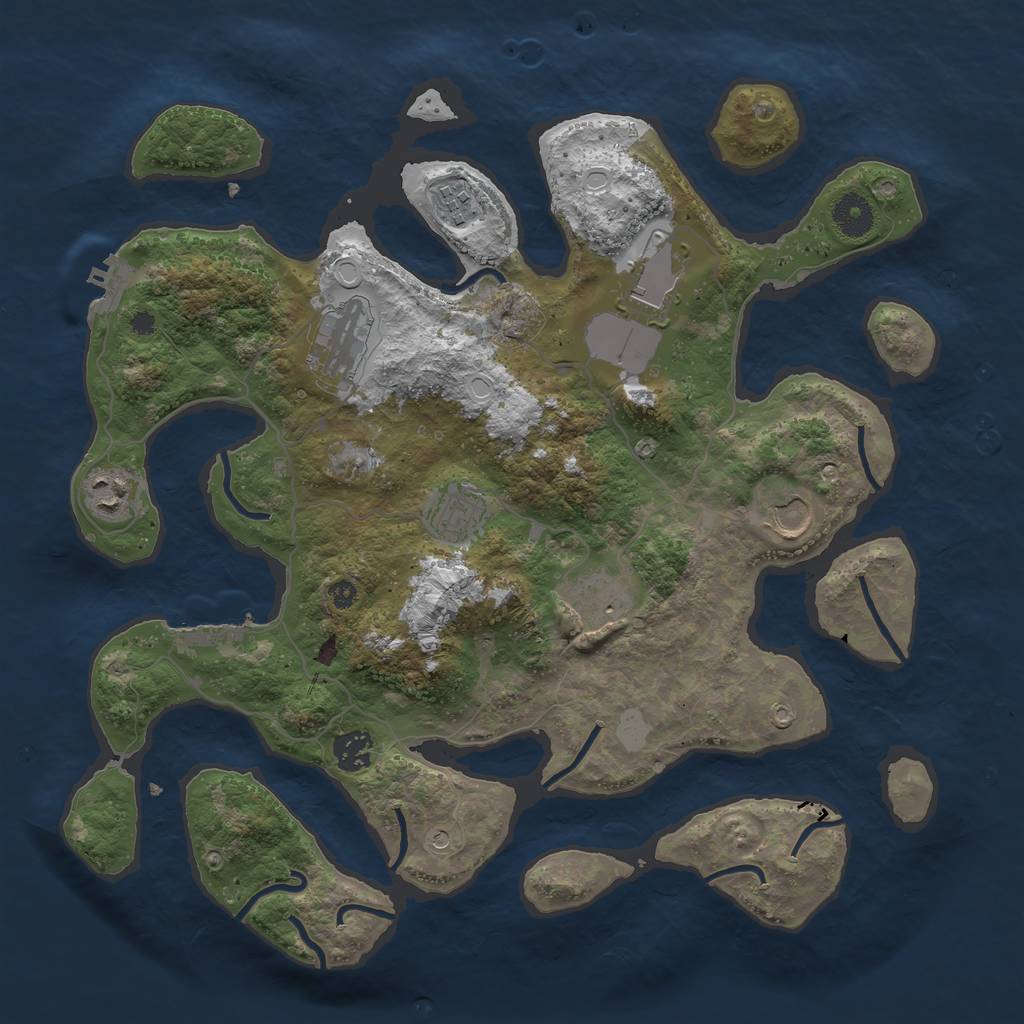 Rust Map: Procedural Map, Size: 3750, Seed: 121315426, 16 Monuments