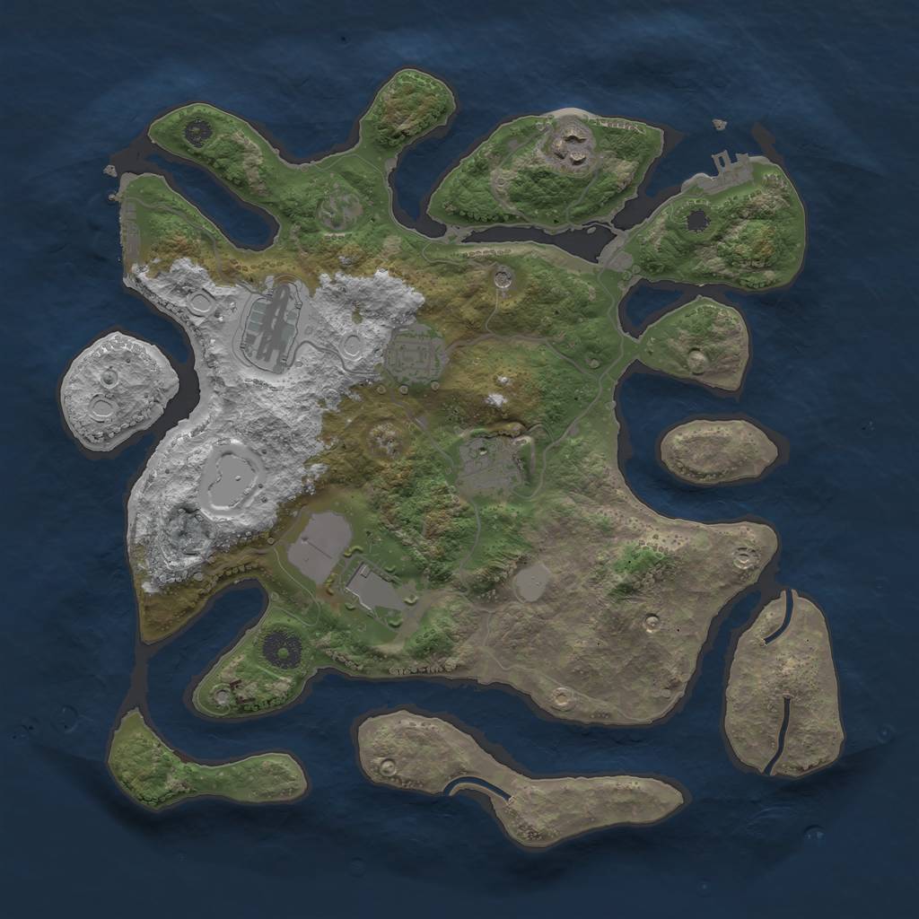 Rust Map: Procedural Map, Size: 3500, Seed: 11277772, 13 Monuments