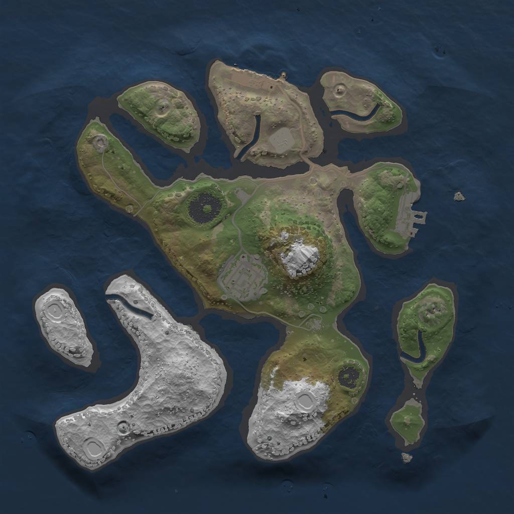 Rust Map: Procedural Map, Size: 2500, Seed: 1388525809, 8 Monuments