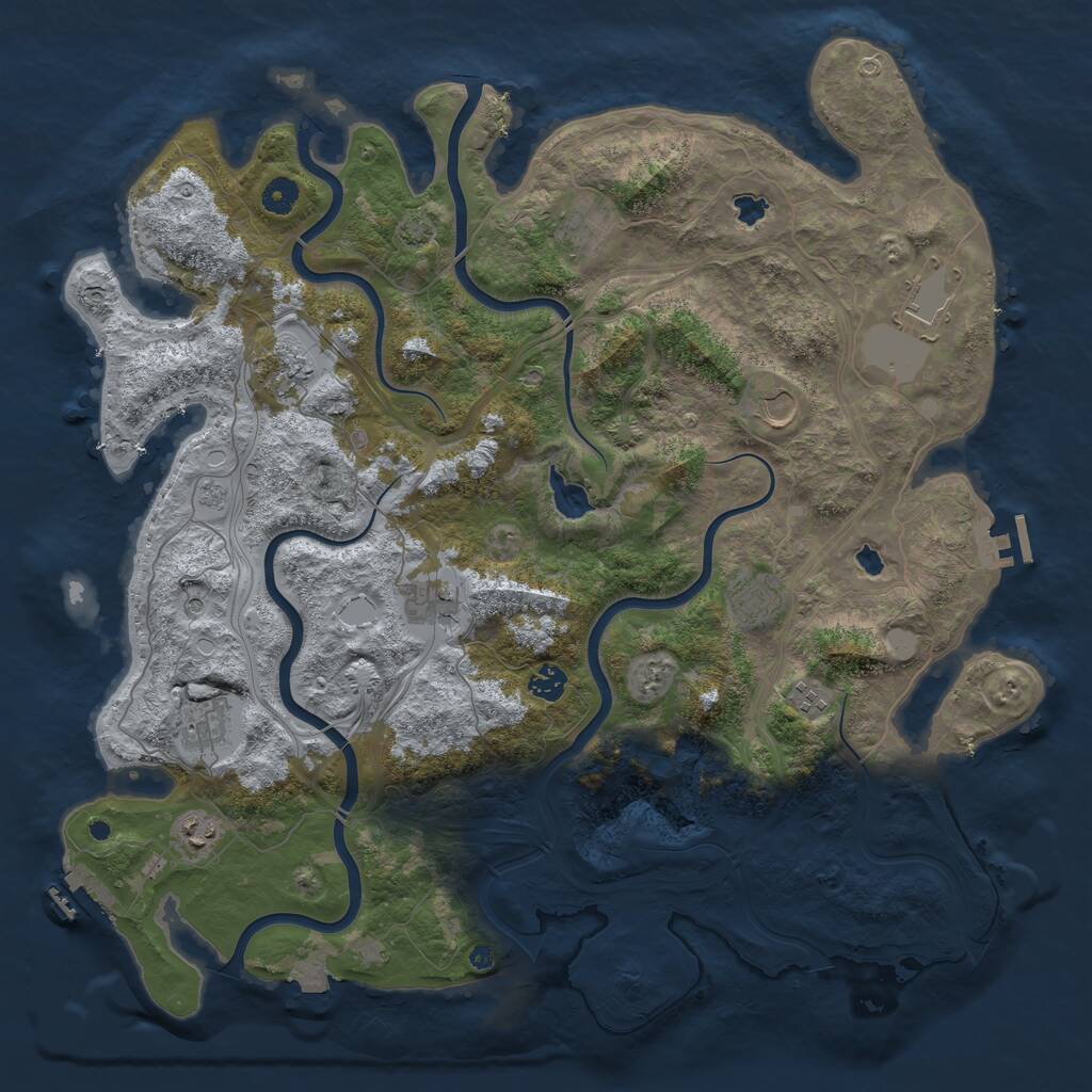 Rust Map: Procedural Map, Size: 4500, Seed: 432604377, 16 Monuments