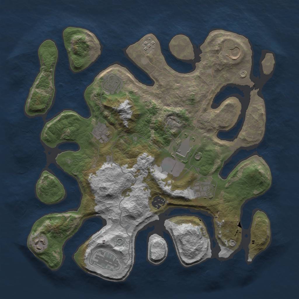 Rust Map: Barren, Size: 3550, Seed: 808771, 12 Monuments
