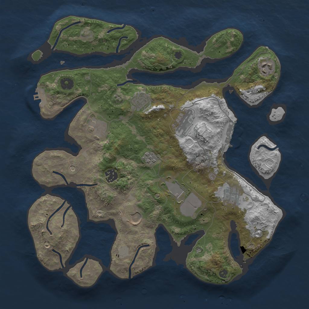 Rust Map: Procedural Map, Size: 3600, Seed: 303038688, 17 Monuments