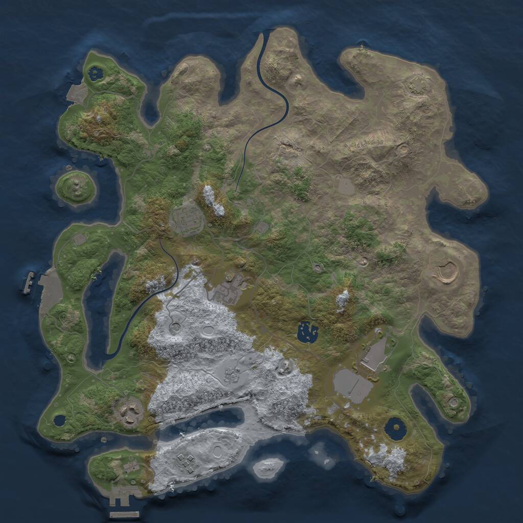 Rust Map: Procedural Map, Size: 3600, Seed: 22718, 13 Monuments