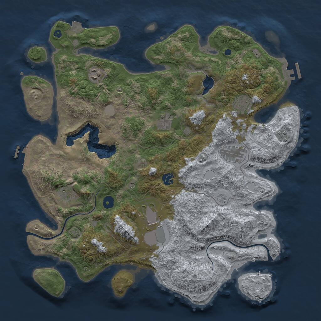 Rust Map: Procedural Map, Size: 4000, Seed: 98762, 14 Monuments