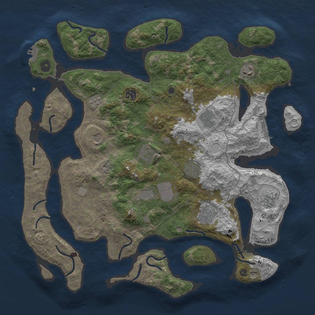 Rust Map: Procedural Map, Size: 4250, Seed: 1175267310, 18 Monuments