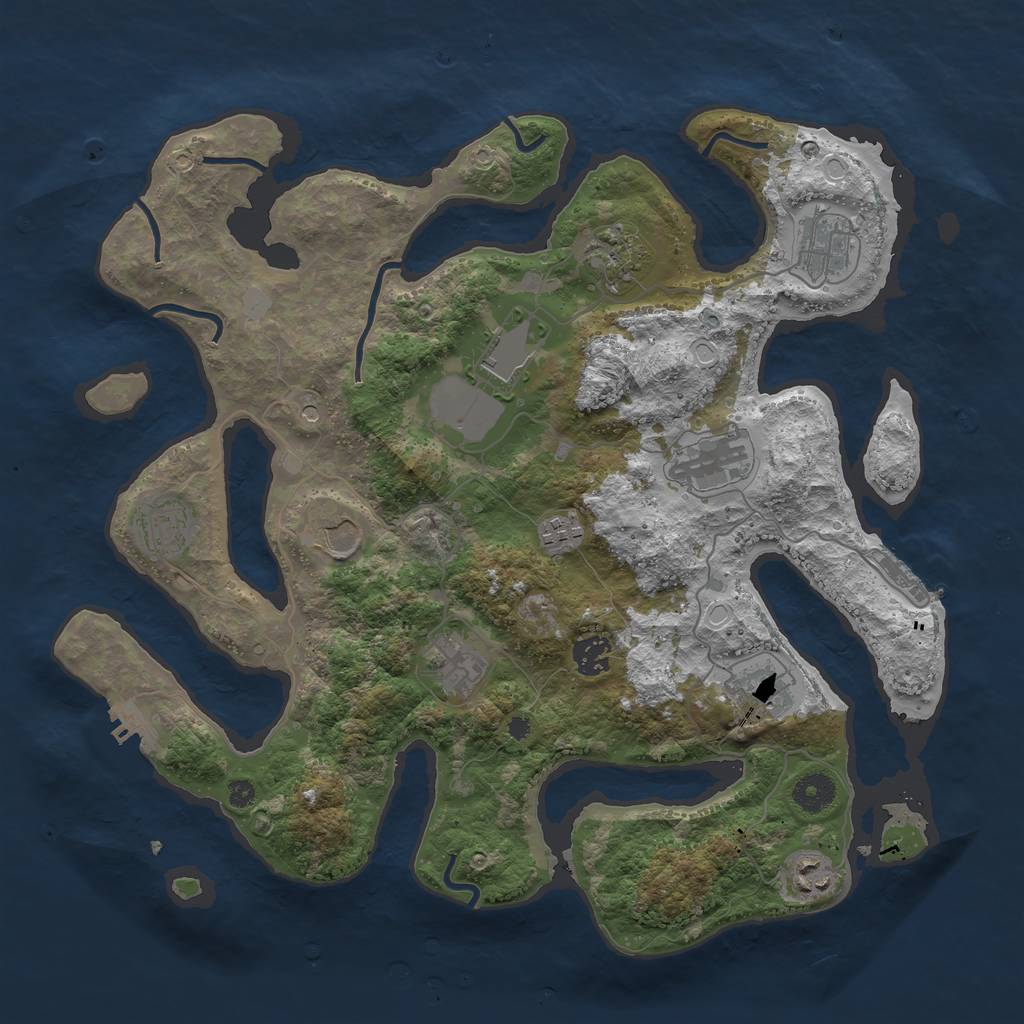 Rust Map: Procedural Map, Size: 3850, Seed: 275105802, 19 Monuments