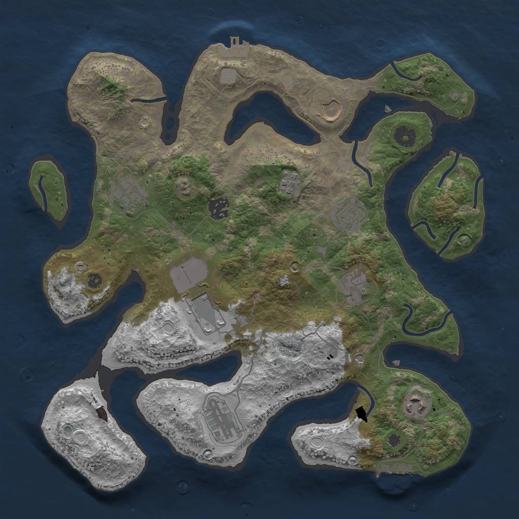 Rust Map: Procedural Map, Size: 3619, Seed: 2147483647, 17 Monuments