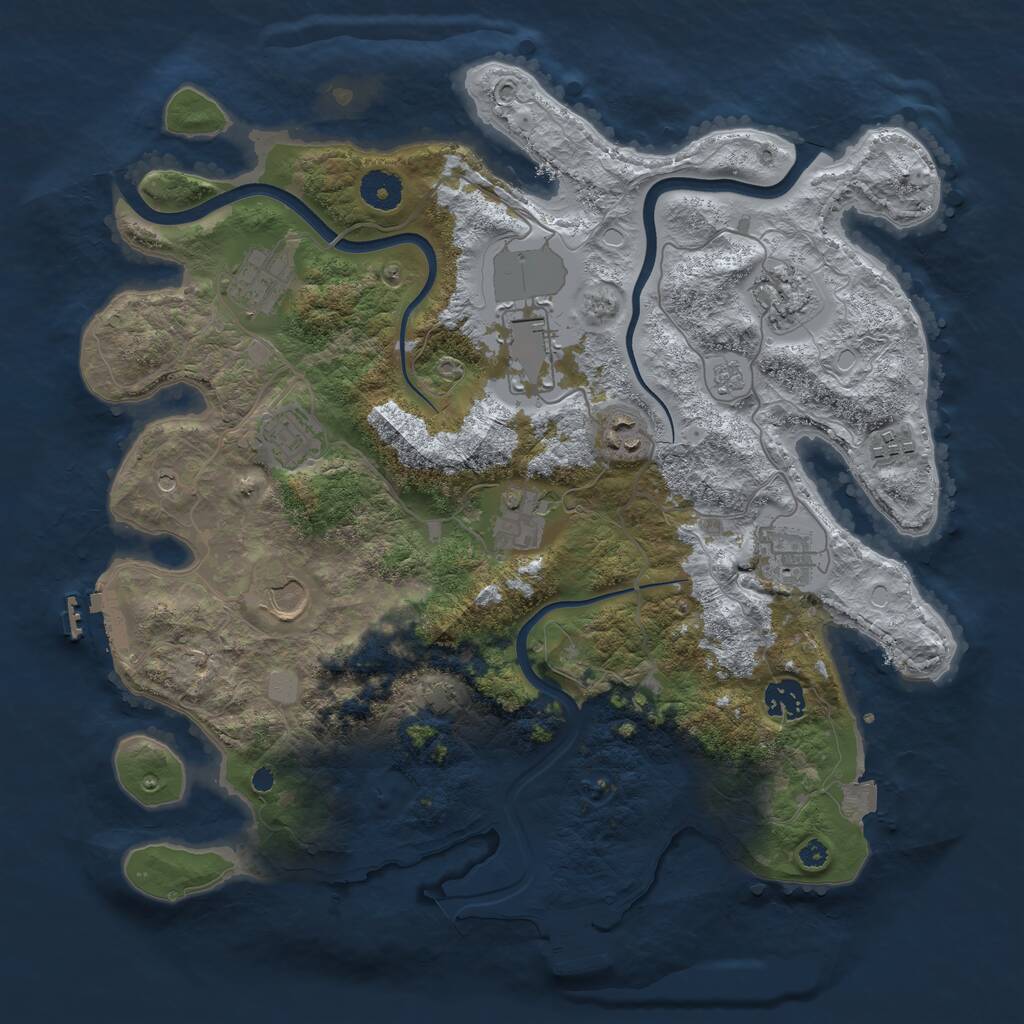 Rust Map: Procedural Map, Size: 3750, Seed: 969132079, 16 Monuments