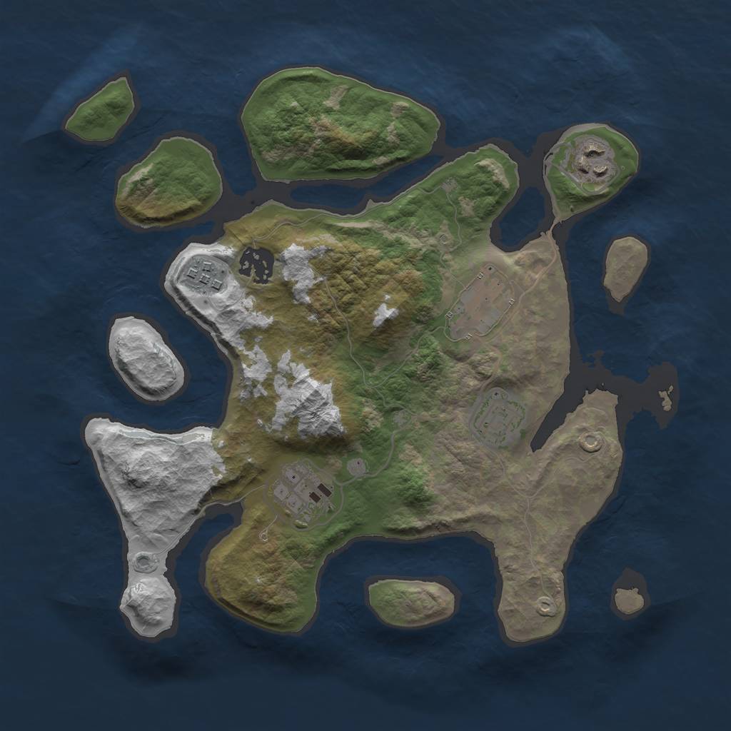 Rust Map: Barren, Size: 3000, Seed: 1019174748, 8 Monuments
