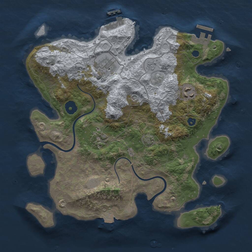 Rust Map: Procedural Map, Size: 3000, Seed: 101221, 9 Monuments