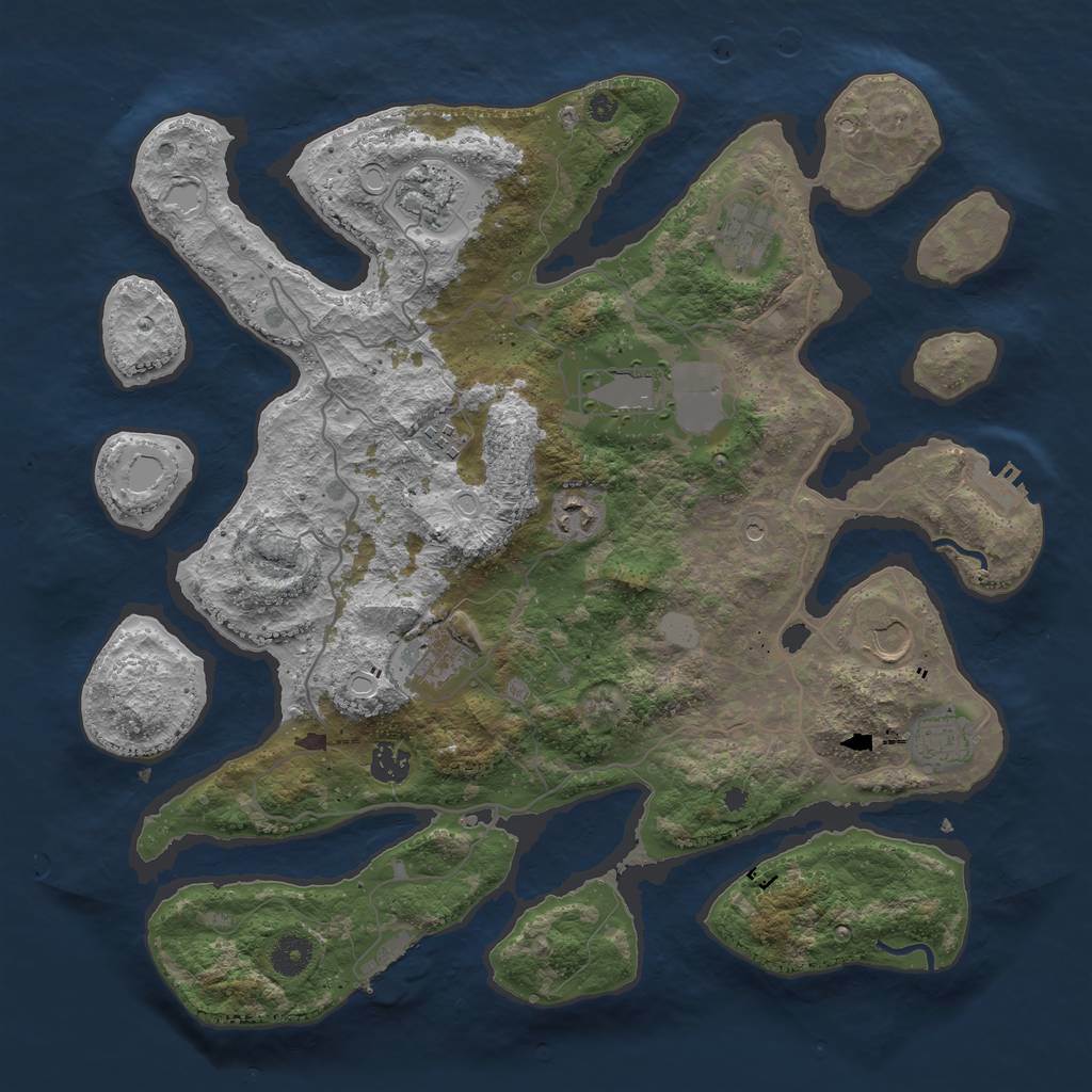 Rust Map: Procedural Map, Size: 4000, Seed: 65489648, 17 Monuments