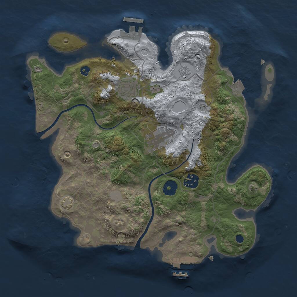 Rust Map: Procedural Map, Size: 3000, Seed: 423534, 9 Monuments