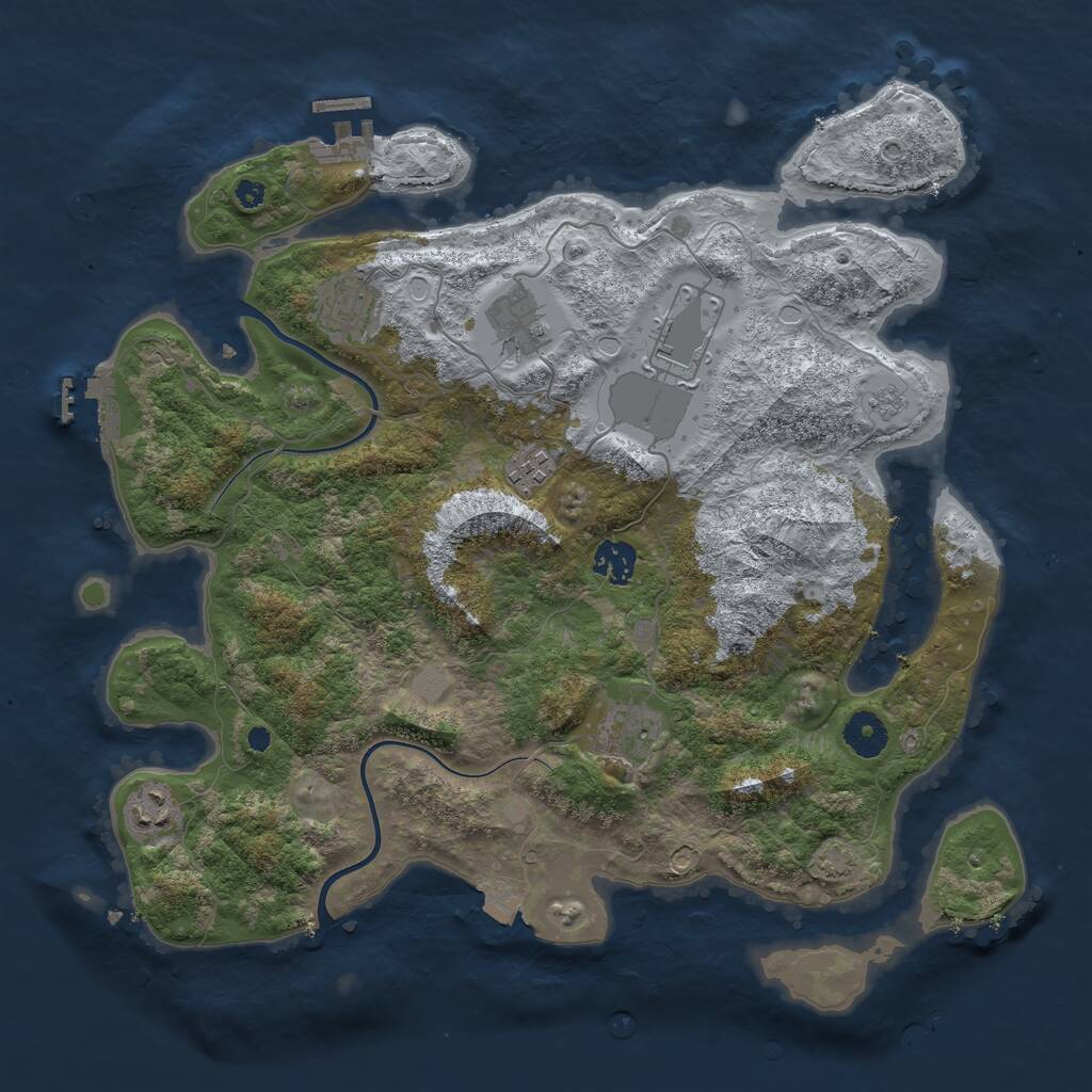 Rust Map: Procedural Map, Size: 3750, Seed: 851708, 12 Monuments