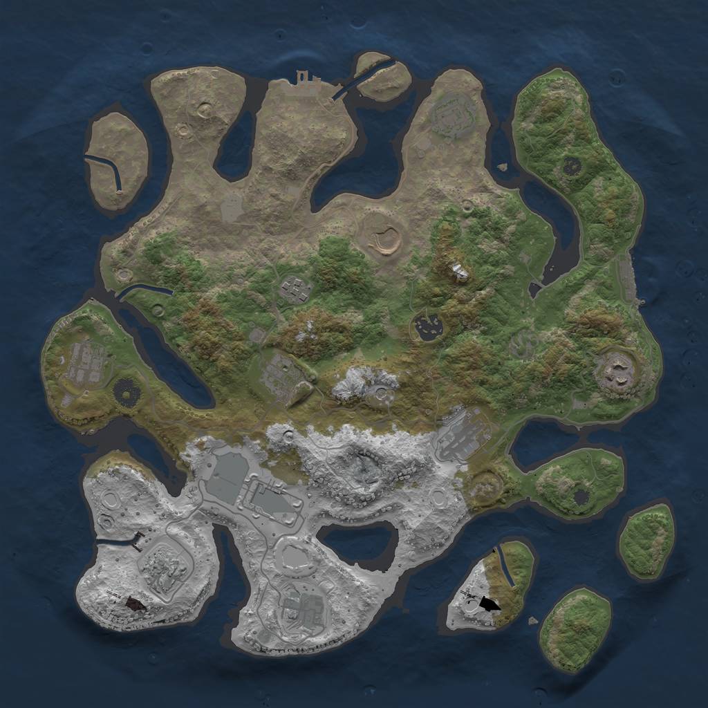 Rust Map: Procedural Map, Size: 3850, Seed: 441137538, 19 Monuments