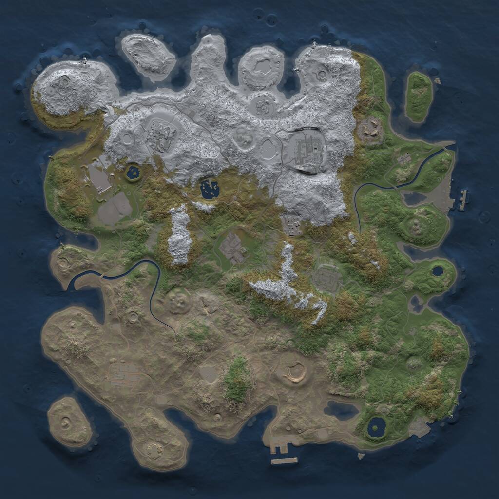 Rust Map: Procedural Map, Size: 3850, Seed: 11960, 16 Monuments