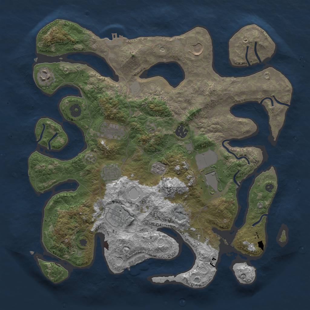 Rust Map: Procedural Map, Size: 3750, Seed: 685370644, 16 Monuments