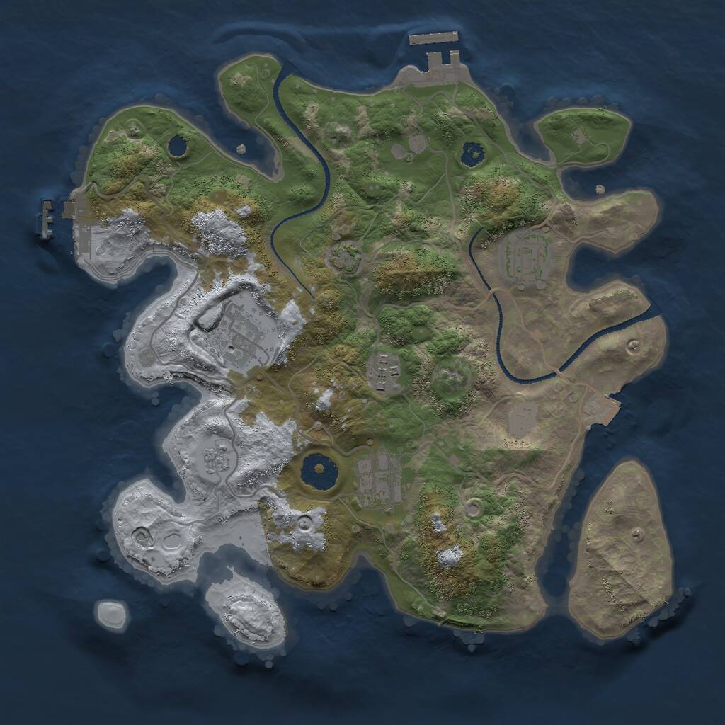 Rust Map: Procedural Map, Size: 3000, Seed: 409662, 9 Monuments