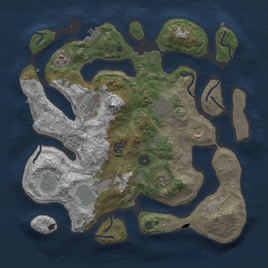 Rust Map: Procedural Map, Size: 3500, Seed: 5156, 17 Monuments