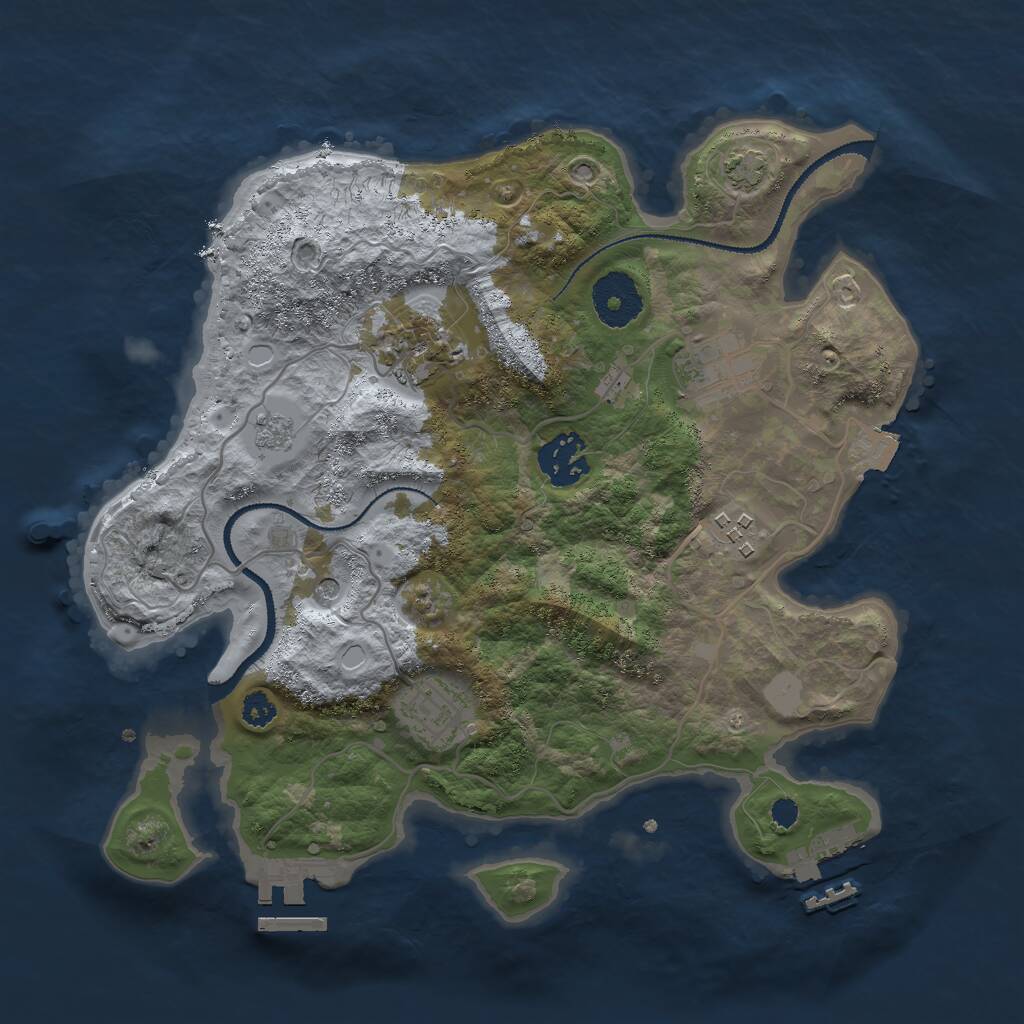 Rust Map: Procedural Map, Size: 3000, Seed: 942607, 11 Monuments