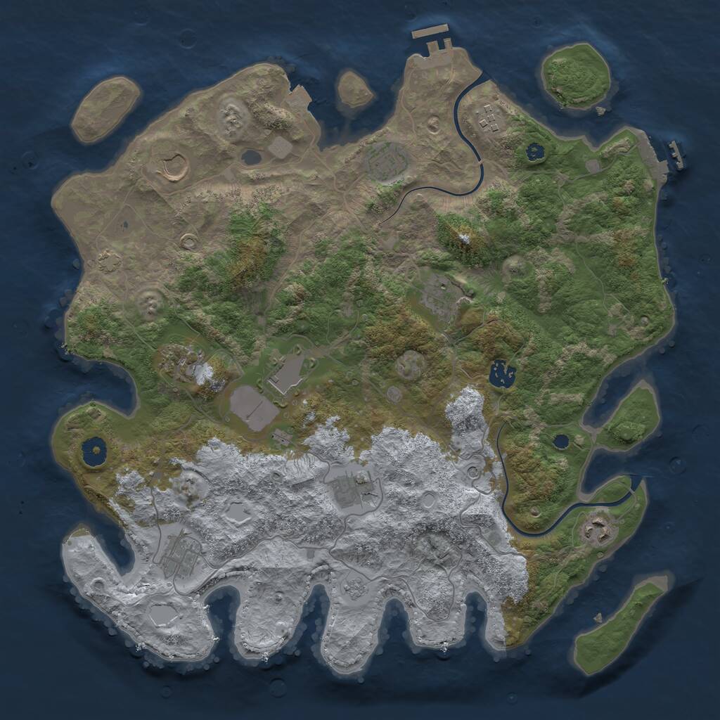 Rust Map: Procedural Map, Size: 3950, Seed: 1113415241, 16 Monuments