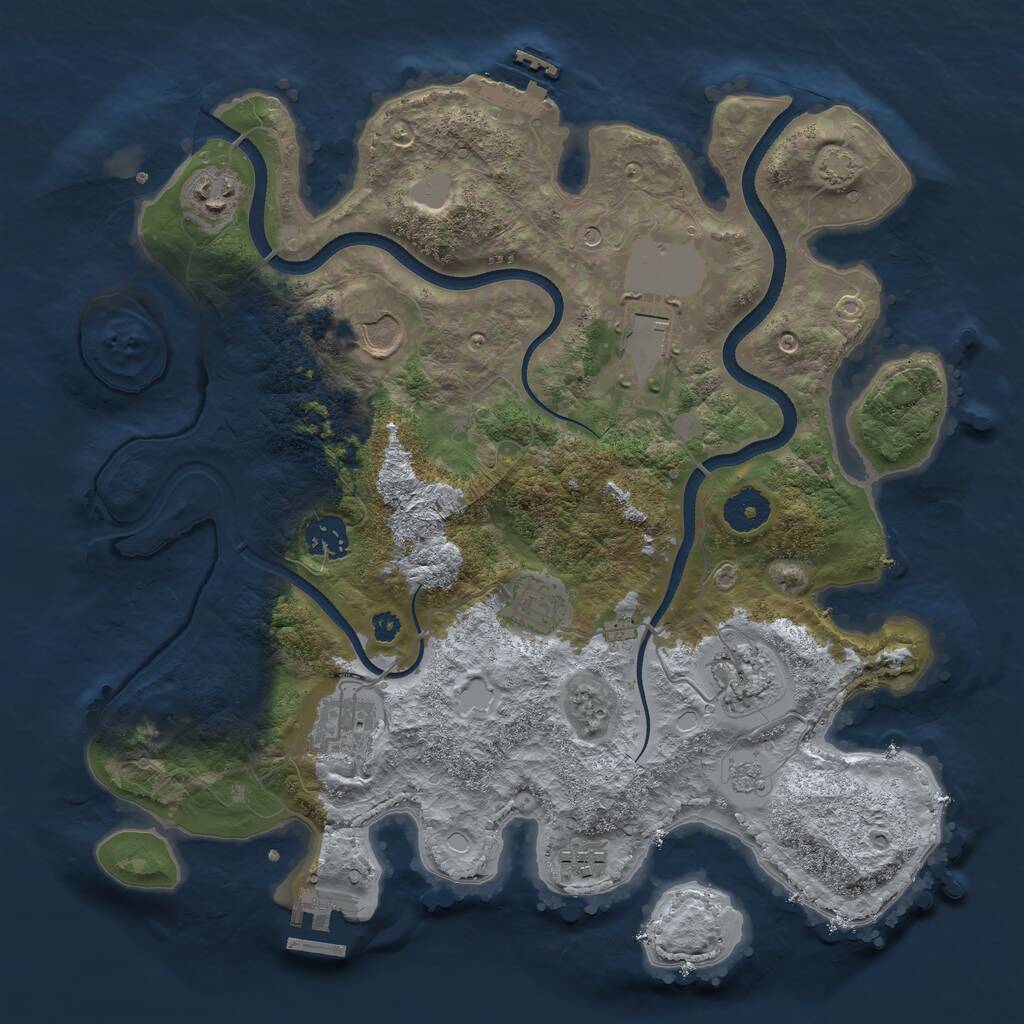 Rust Map: Procedural Map, Size: 3500, Seed: 111101105, 14 Monuments
