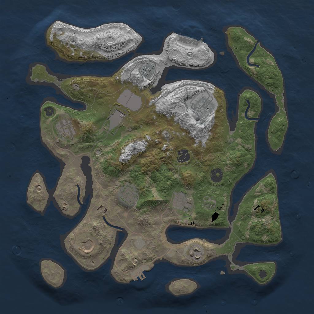 Rust Map: Procedural Map, Size: 3500, Seed: 712343, 16 Monuments