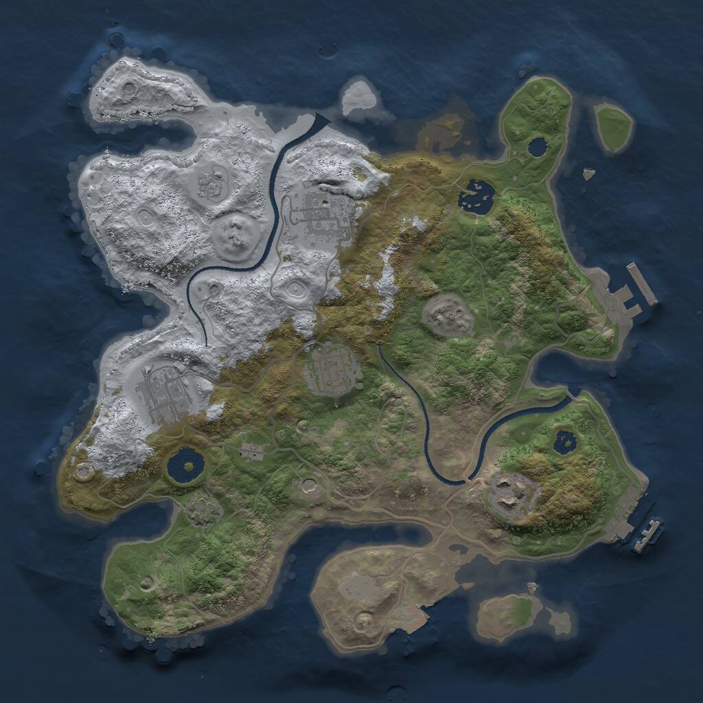 Rust Map: Procedural Map, Size: 3000, Seed: 990848, 11 Monuments