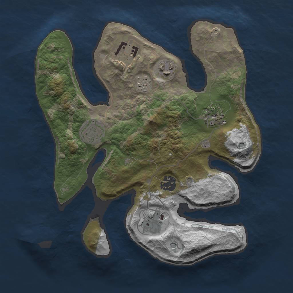 Rust Map: Barren, Size: 2800, Seed: 619, 10 Monuments