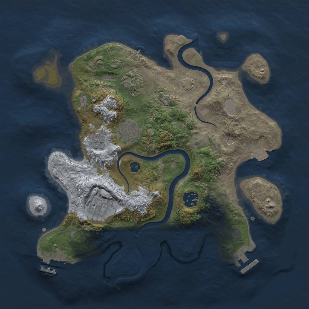 Rust Map: Procedural Map, Size: 3000, Seed: 228606, 10 Monuments