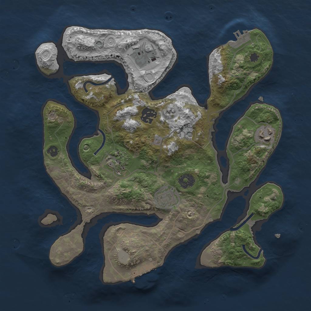 Rust Map: Procedural Map, Size: 3000, Seed: 909035, 13 Monuments