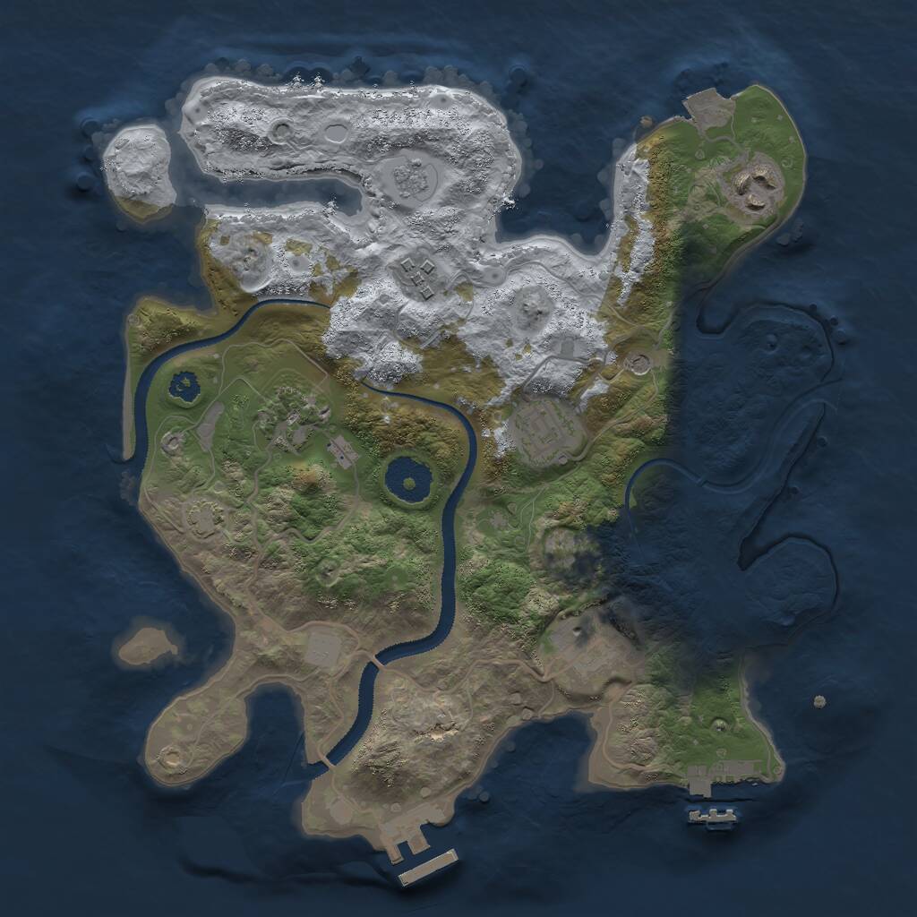 Rust Map: Procedural Map, Size: 3000, Seed: 909035, 11 Monuments