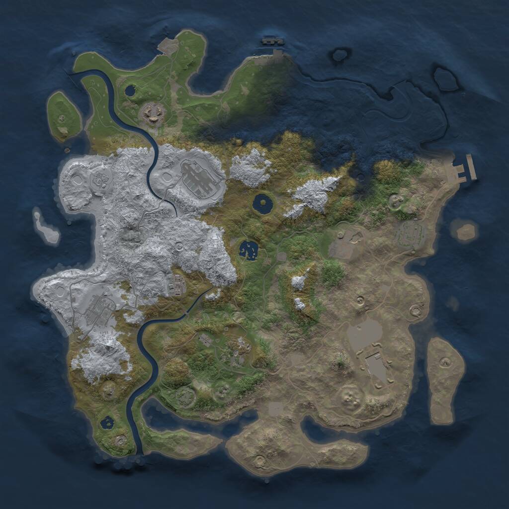Rust Map: Procedural Map, Size: 3875, Seed: 1090631033, 15 Monuments