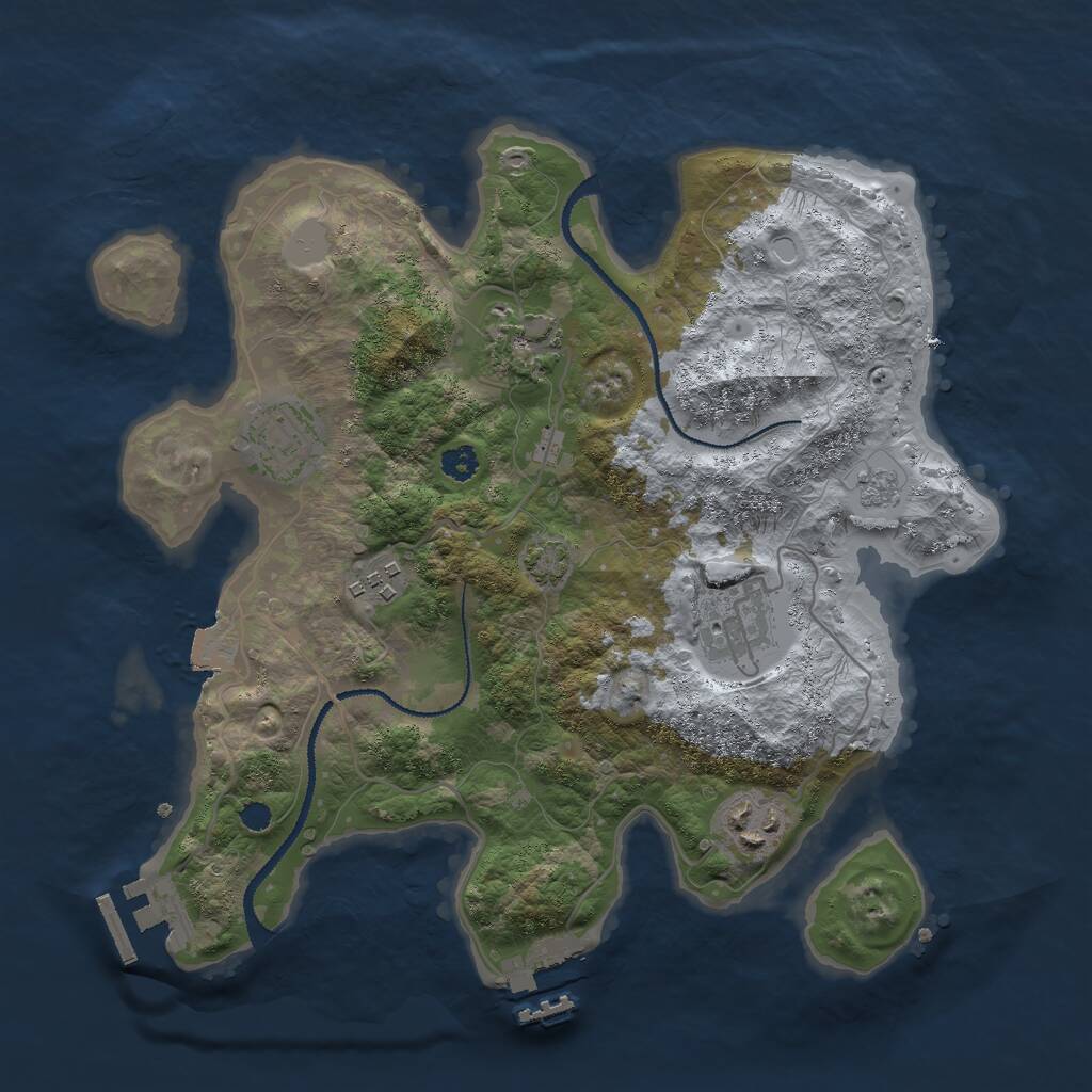 Rust Map: Procedural Map, Size: 3000, Seed: 1894022542, 10 Monuments