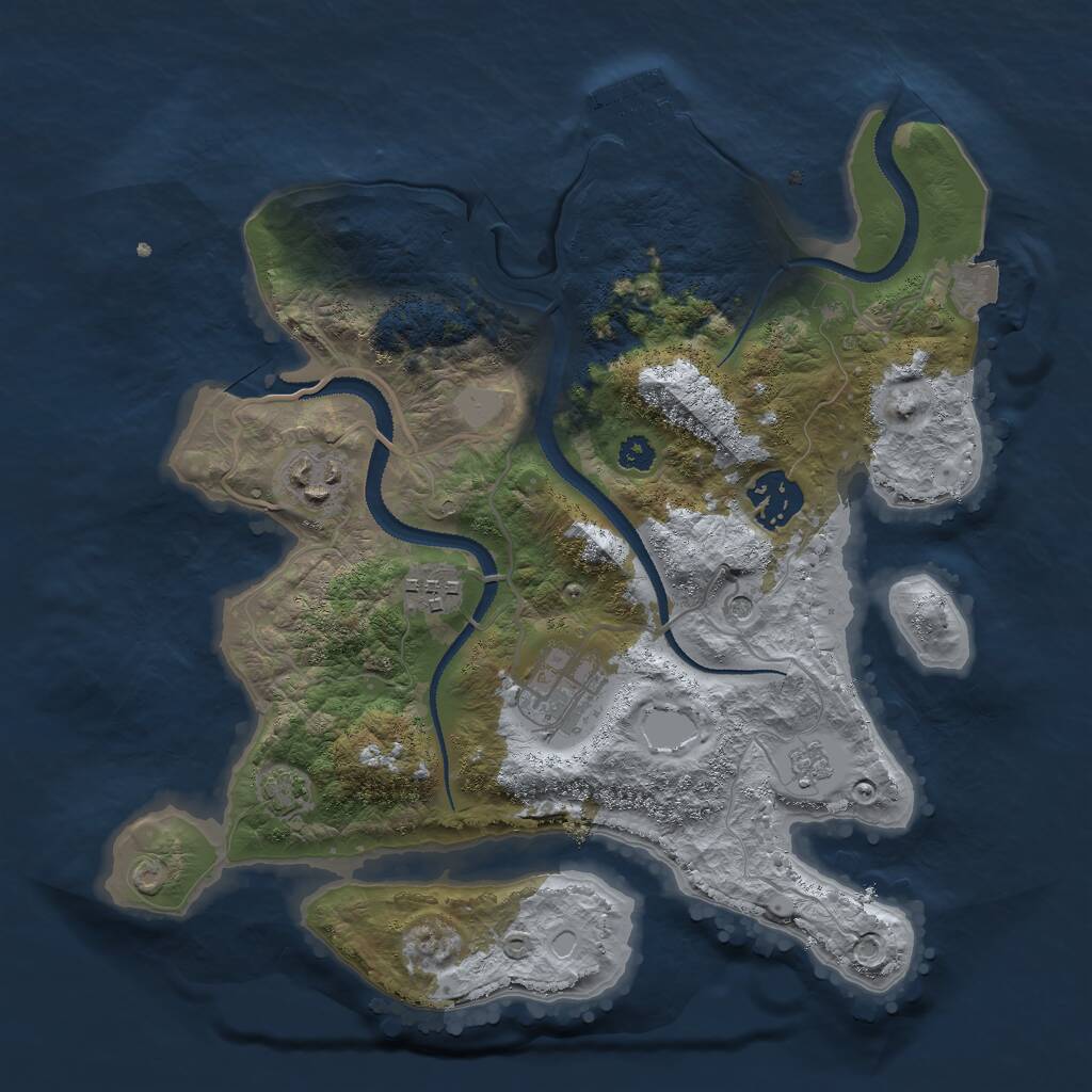 Rust Map: Procedural Map, Size: 3000, Seed: 151664, 9 Monuments