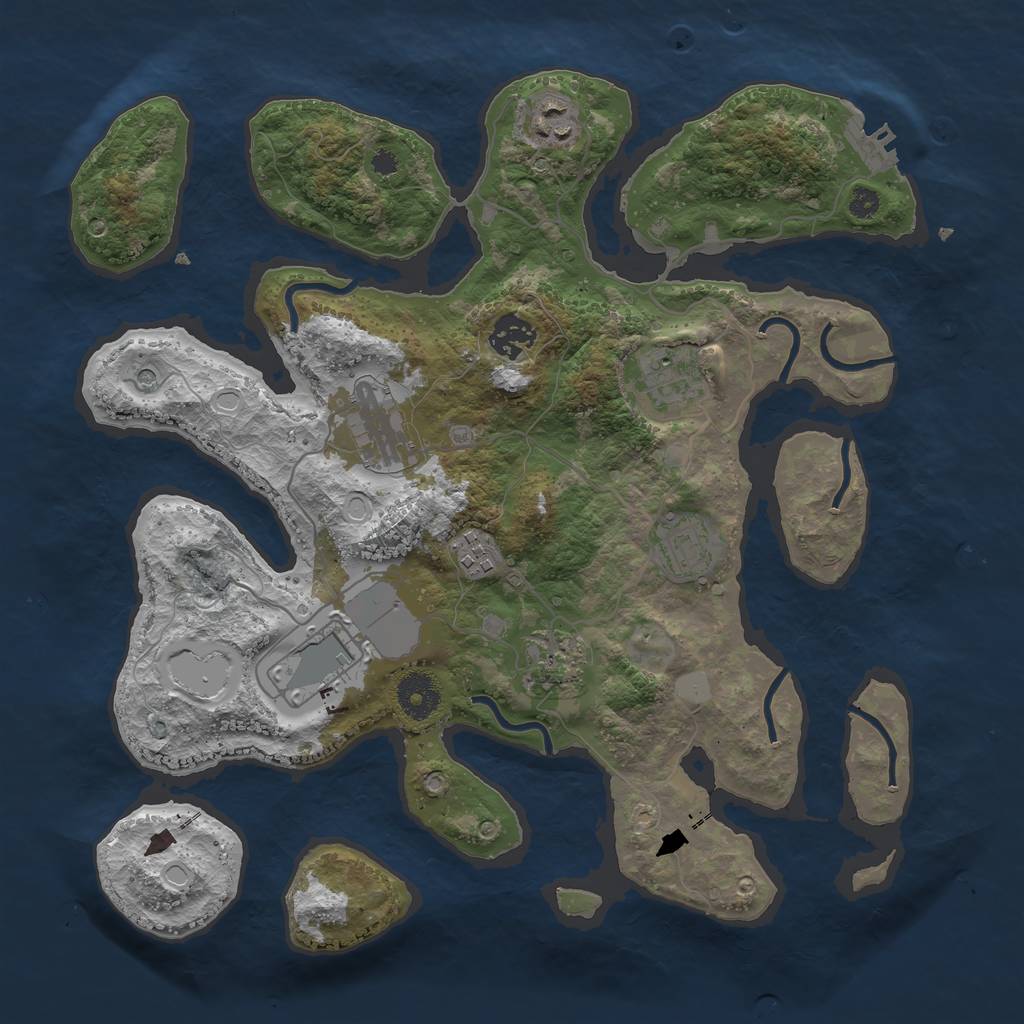 Rust Map: Procedural Map, Size: 3500, Seed: 2056341992, 15 Monuments