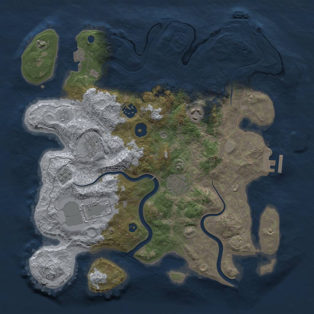 Rust Map: Procedural Map, Size: 3500, Seed: 2056341992, 12 Monuments