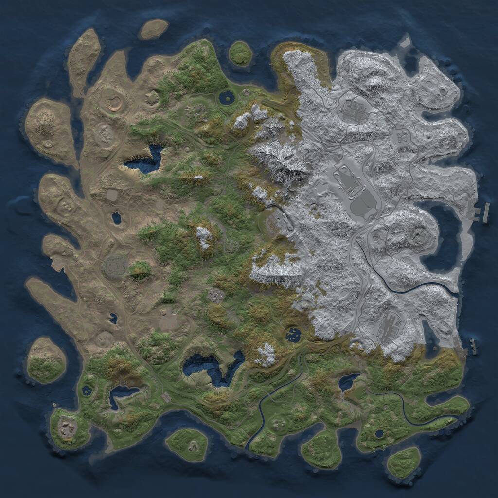 Rust Map: Procedural Map, Size: 5000, Seed: 121515422, 17 Monuments