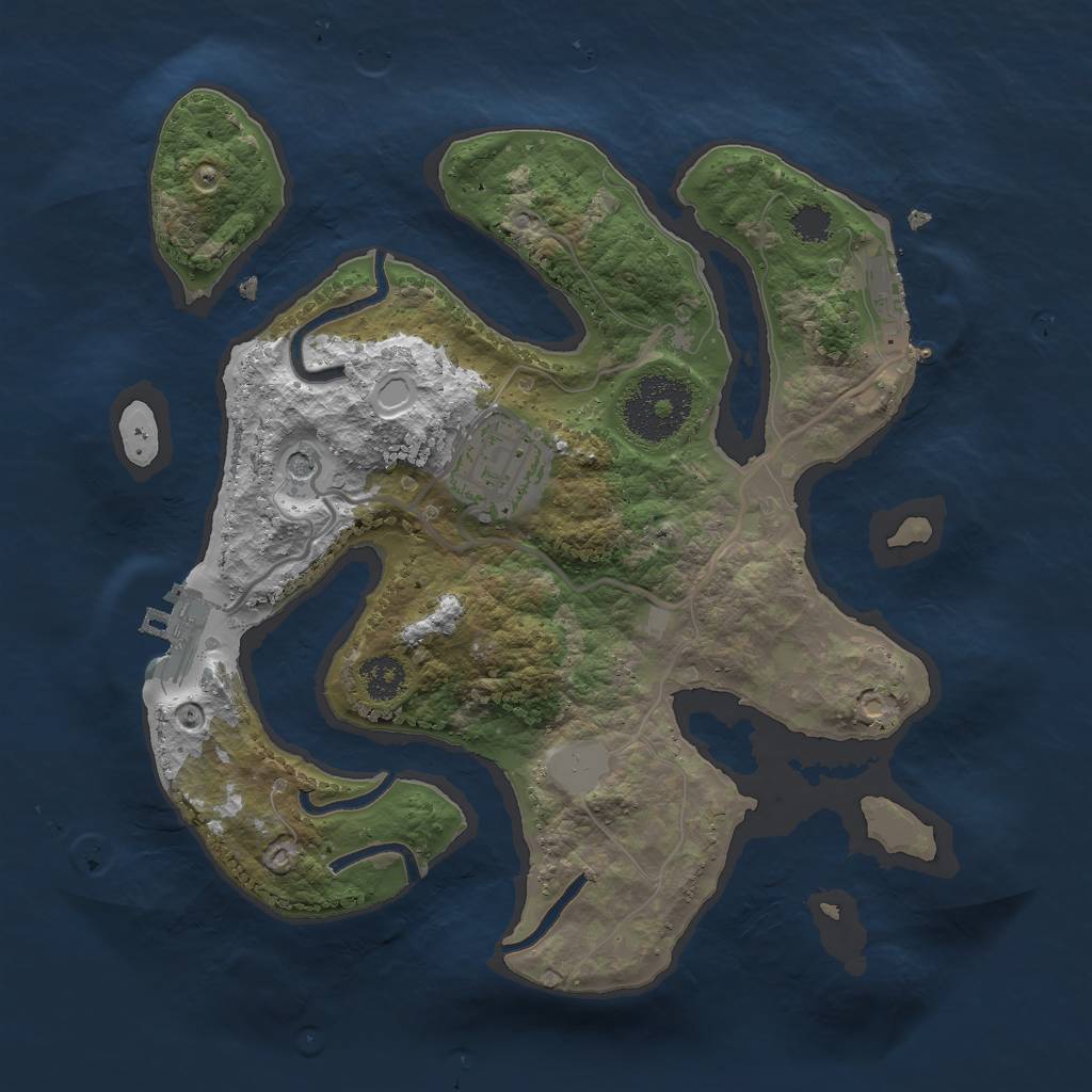 Rust Map: Procedural Map, Size: 2500, Seed: 4390076, 9 Monuments