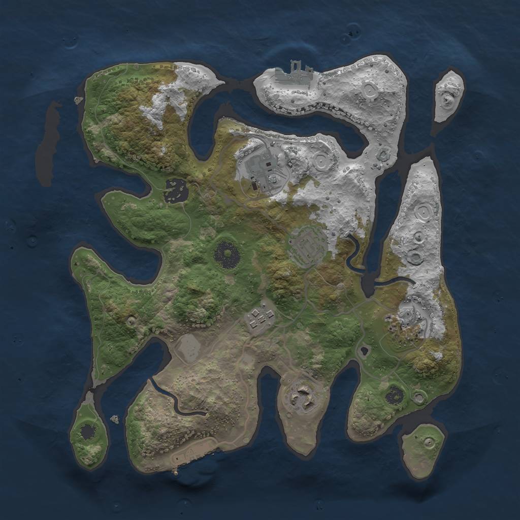 Rust Map: Procedural Map, Size: 3000, Seed: 523483, 13 Monuments