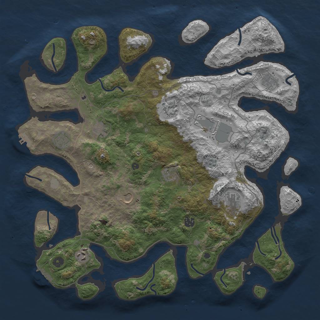 Rust Map: Procedural Map, Size: 4500, Seed: 1429273463, 19 Monuments