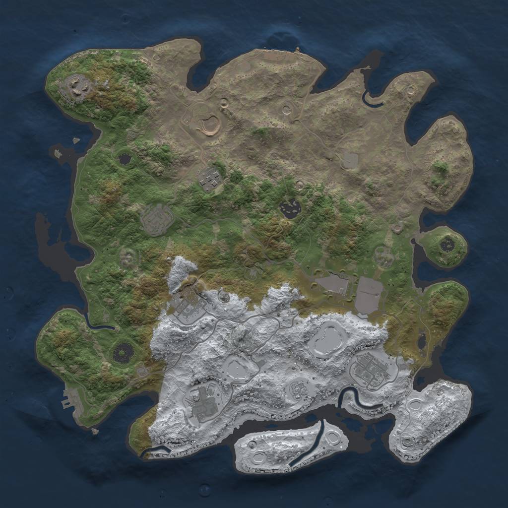 Rust Map: Procedural Map, Size: 3700, Seed: 1489761254, 18 Monuments